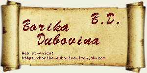 Borika Dubovina vizit kartica